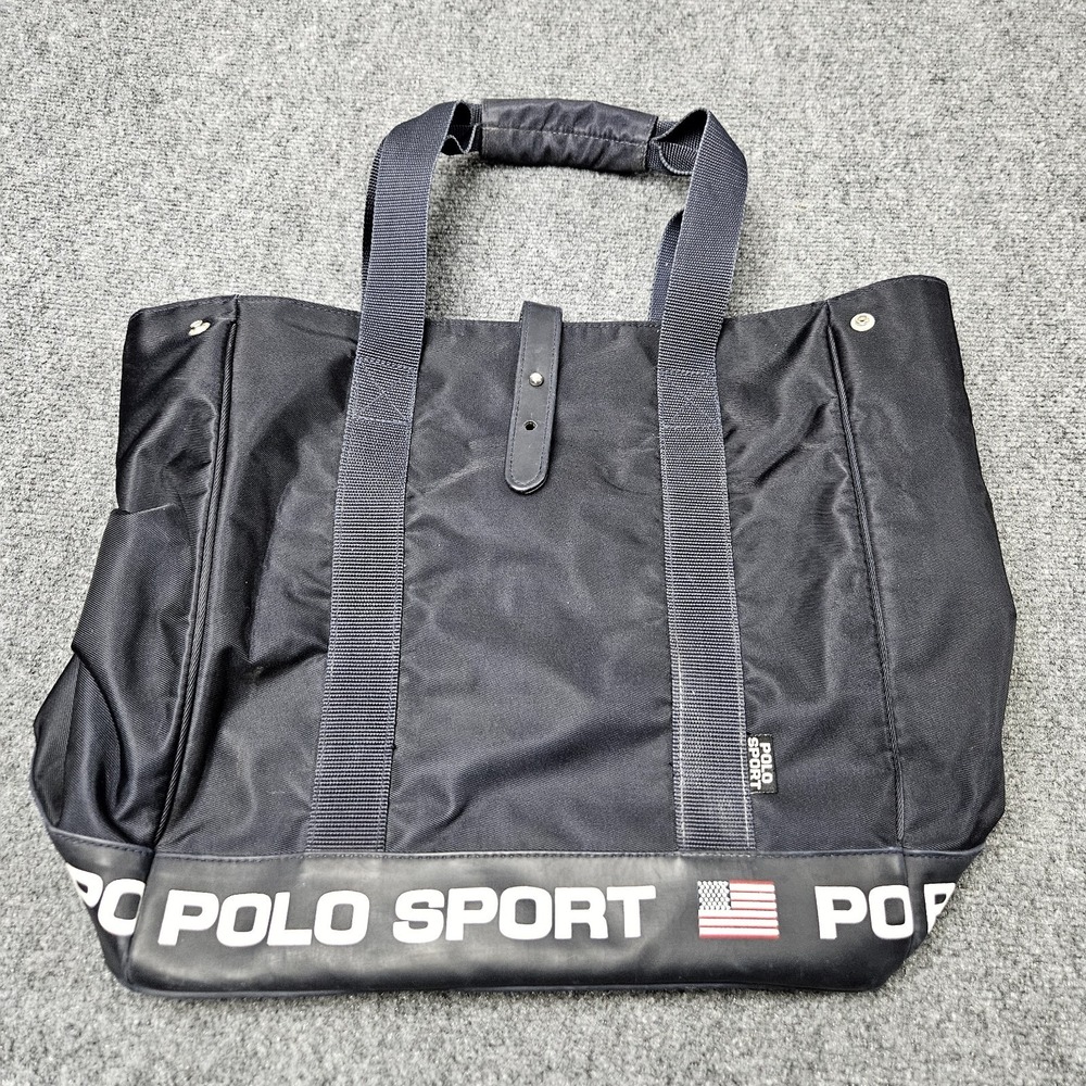 Vintage 90s Polo Sport Ralph Lauren Duffle Bag One Size Navy Logo Nylon Travel